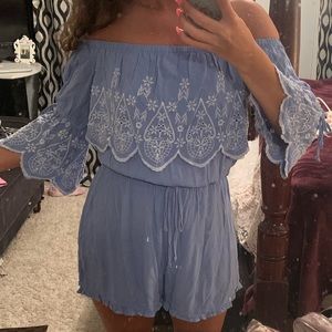 Blue lace romper
